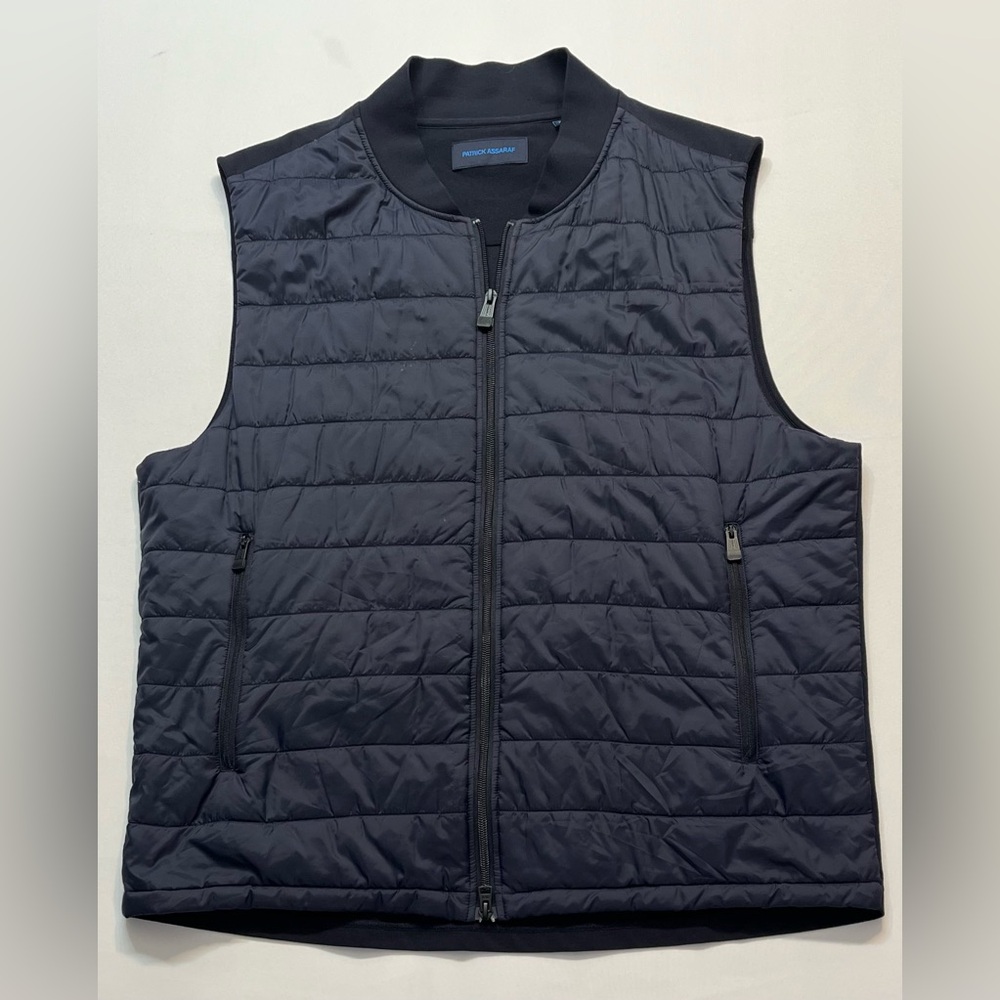 Patrick Assaraf Active Padded Vest Nylon Quilted Full Zip Mens XL Designer Blue